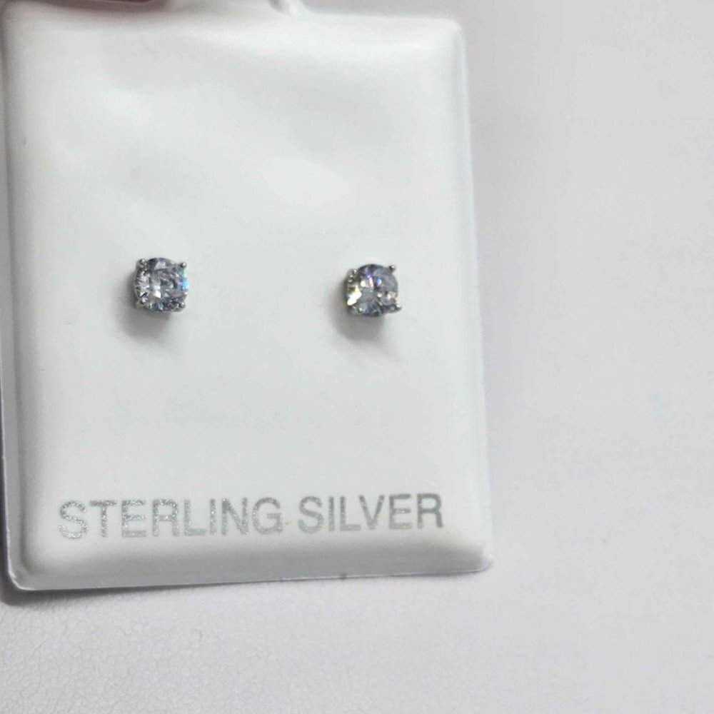 Brand New  Sterling Silver 925 White GemStone Studs - Earrings